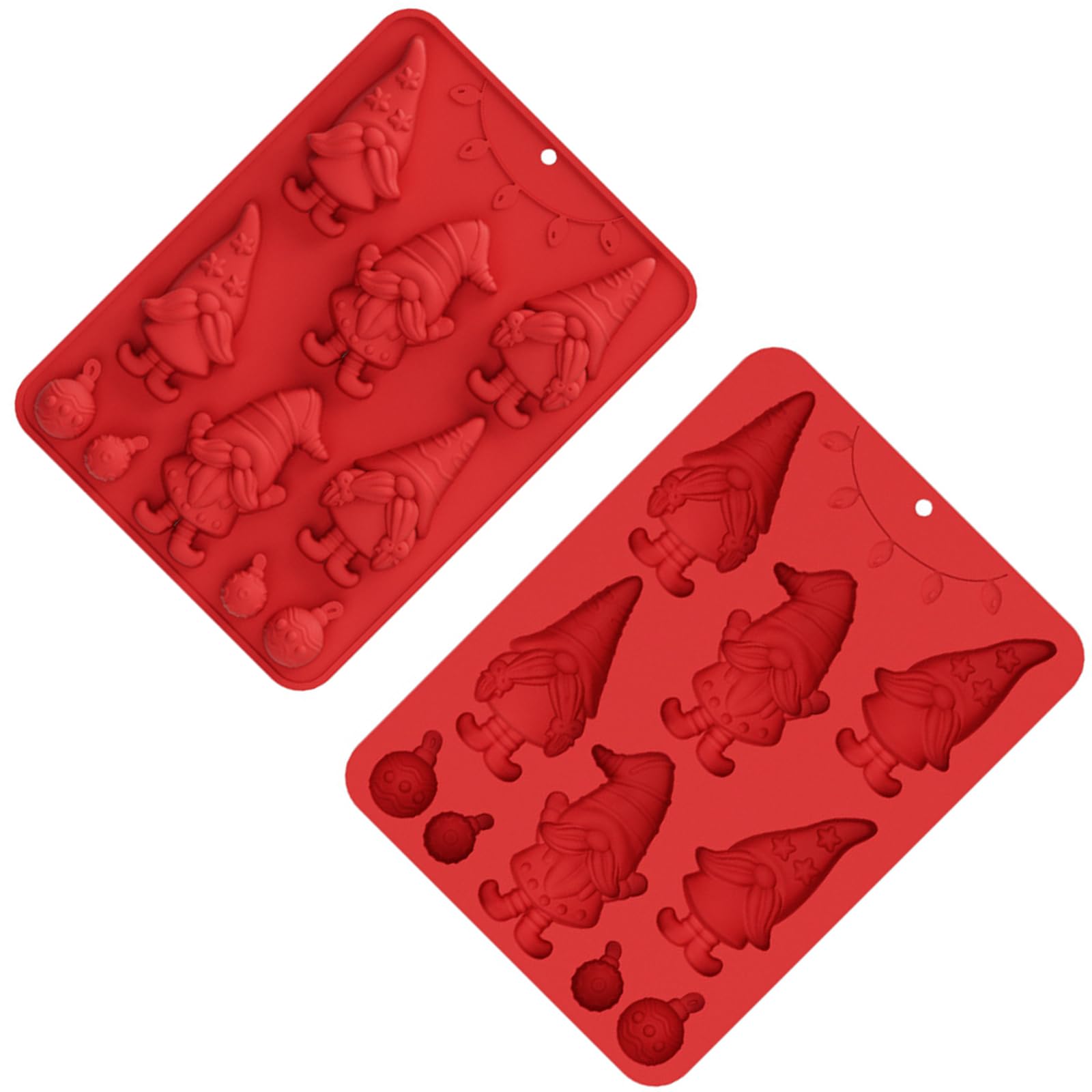 Xinsheinelry 2Pcs Holiday Silicones Mold for Chocolate Dessert Christmas Gnomes Dishwasher Safe Flexible Bakewares Craft Food Grade Silicones Cake Mold