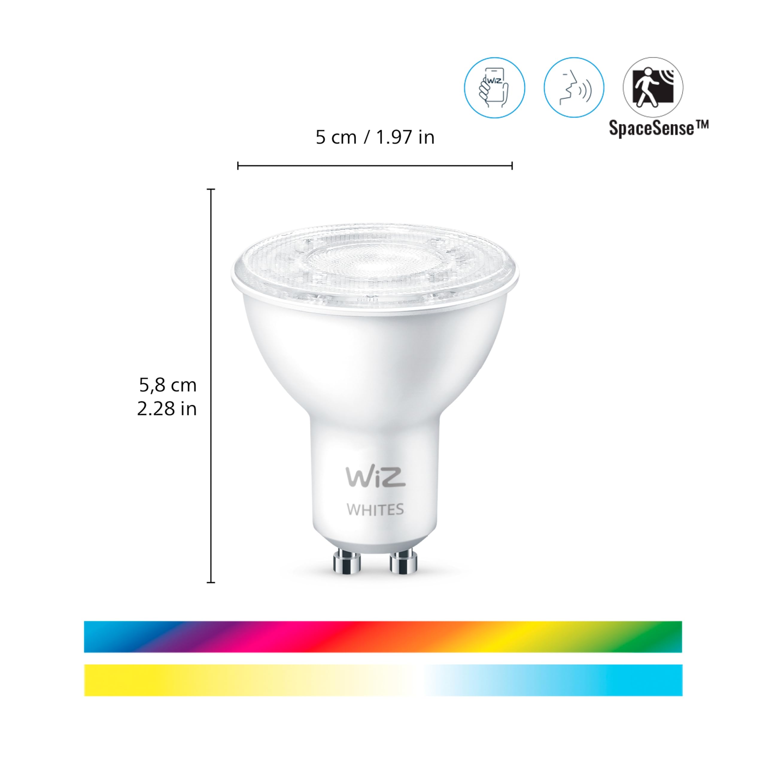 WiZ Kosipo Lámpara de techo (Blanco) - Luz blanca y de color - Foco de techo con 3 puntos de luz - GU10 - Controlable vía WiFi