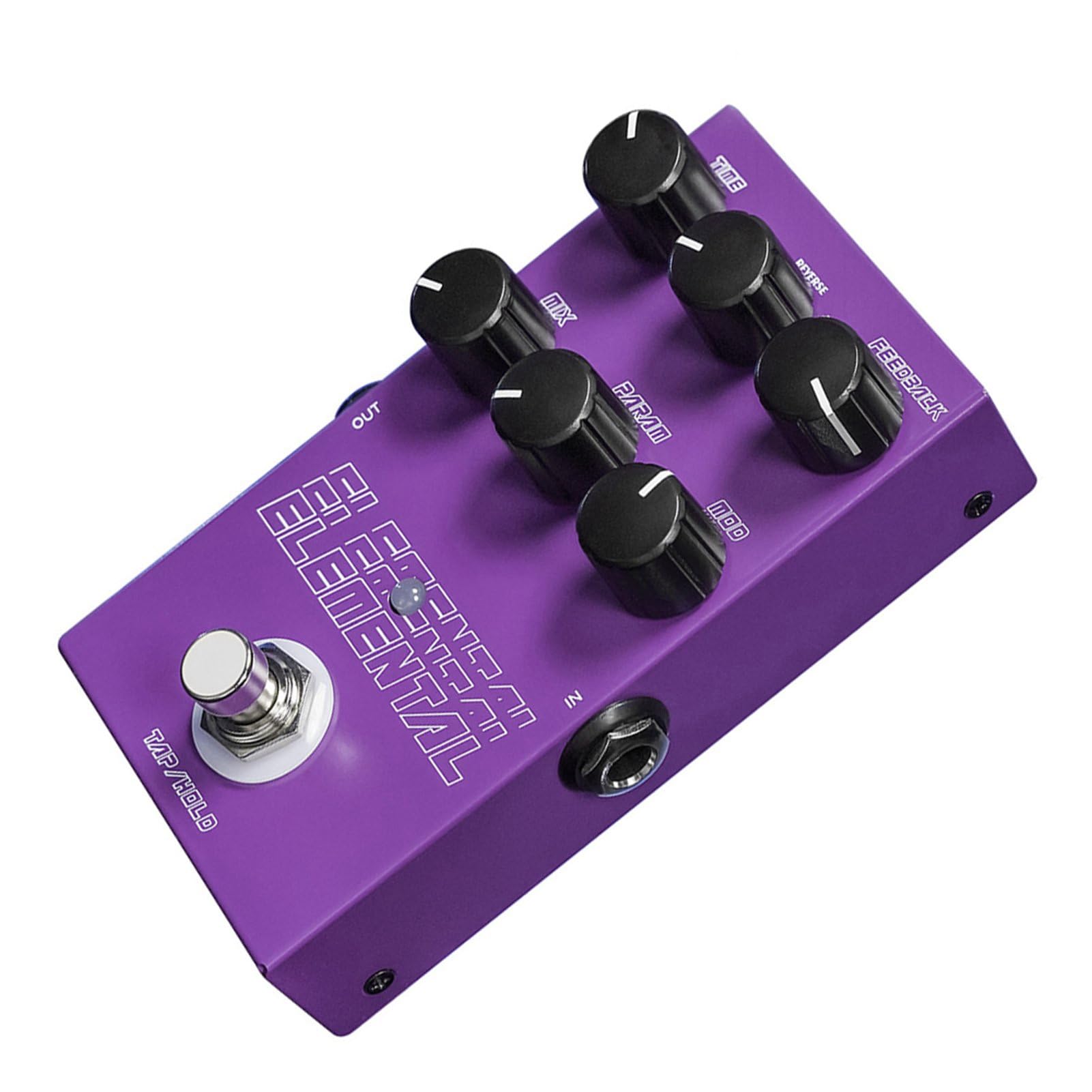 Alomejor Cyfrowy pedał Opóźnienia, 9 pokręteł Efektów Opóźnienia Pedał Efektów Gitarowych z Trybem TAP HOLD Metalowa Obudowa z Czasem 3000 Ms, do Gitary Elektrycznej i