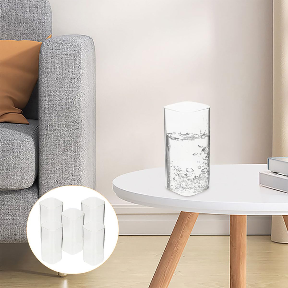 SHINEOFI Bicchieri Quadrati in Vetro Borosilicato Resistenti a Sbalzi Termici Set 6 da 250ml Versatili per Acqua e Tè, per Occasioni Eleganti