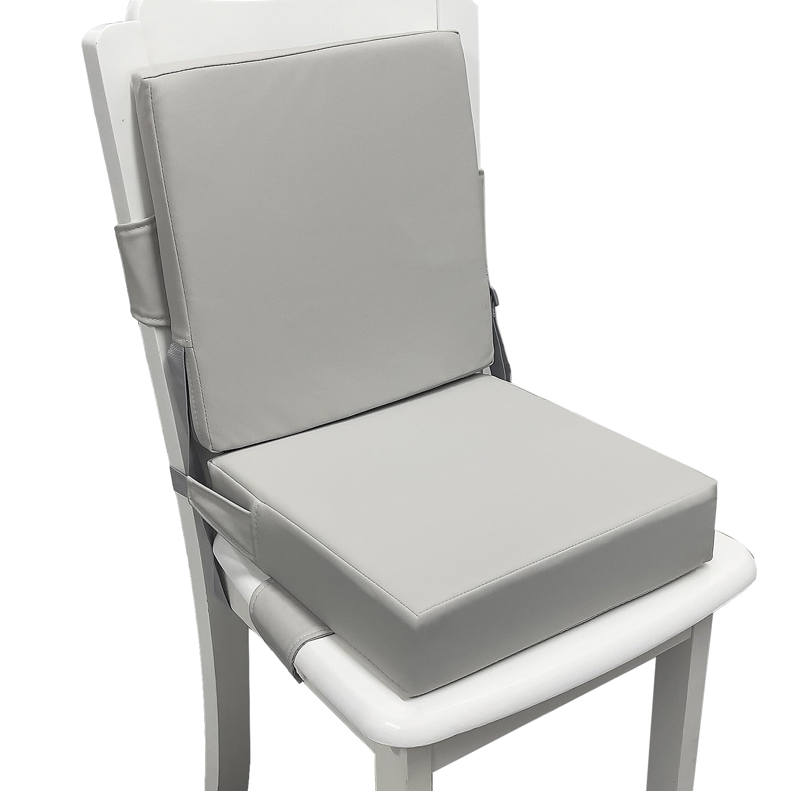 Photo 1 of Eiury Booster Seat for Dining Table, PU Anti-Scratch Easy Cleaning Kids Toddler Booster Seat for Table, Portable Travel Increasing Cushion for Chair - Light Grey Light Gray