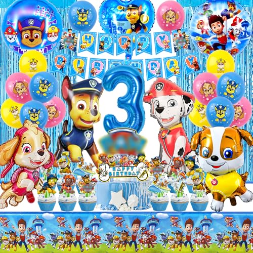 Paw Dog Geburtstag Deko 3 Jahre Set für Jungen – 39-Teiliges Party Zubehör – Leuchtende Farben, Hochwertige Ballons – Perfekt für Kindergeburtstage & Themenpartys – Einfach zu Montieren (Blau) Paw Dog Geburtstag Deko 3 Jahre Set für Jungen – 39-Teiliges Party Zubehör – Leuchtende Farben, Hochwertige Ballons – Perfekt für Kindergeburtstage & Themenpartys – Einfach zu Montieren (Blau)