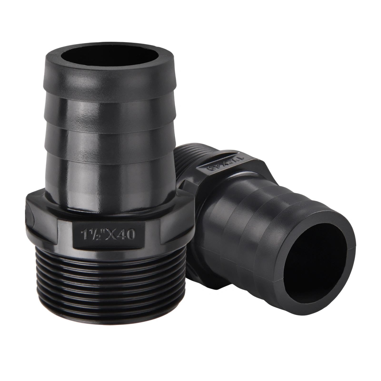 LEONTOOL 2 Pieces PVC Tube Fitting Adapter Barbed Hose Fittings G1-1/2 Barbed for Industrial Tube Portable Water Garden Kitchen Hose Swimming Pool Pump, Industrial Hoses Barb to Pipe Fittings Connect