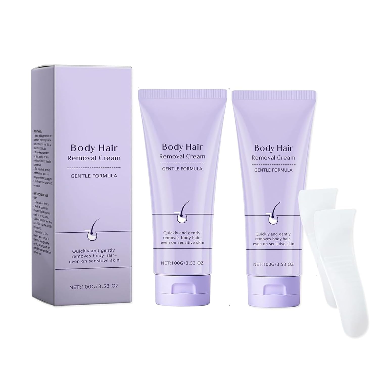 MFDZ Body Hair Removal Cream With Spatula Applicator,Gentle Formula, Safe For Sensit,Unisex Hair Removal And Skincare Cream,2PCS