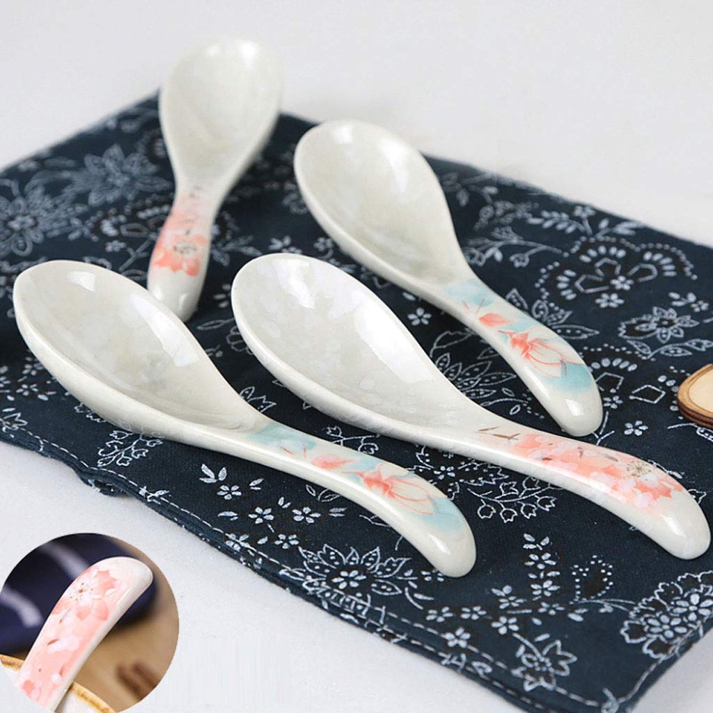 Cuillères à Soupe en céramique, cuillère à Riz Domestique, Style Japonais, créative, Mignonne, Petite cuillère à Soupe, Ensemble de 10 cuillères de Service,B