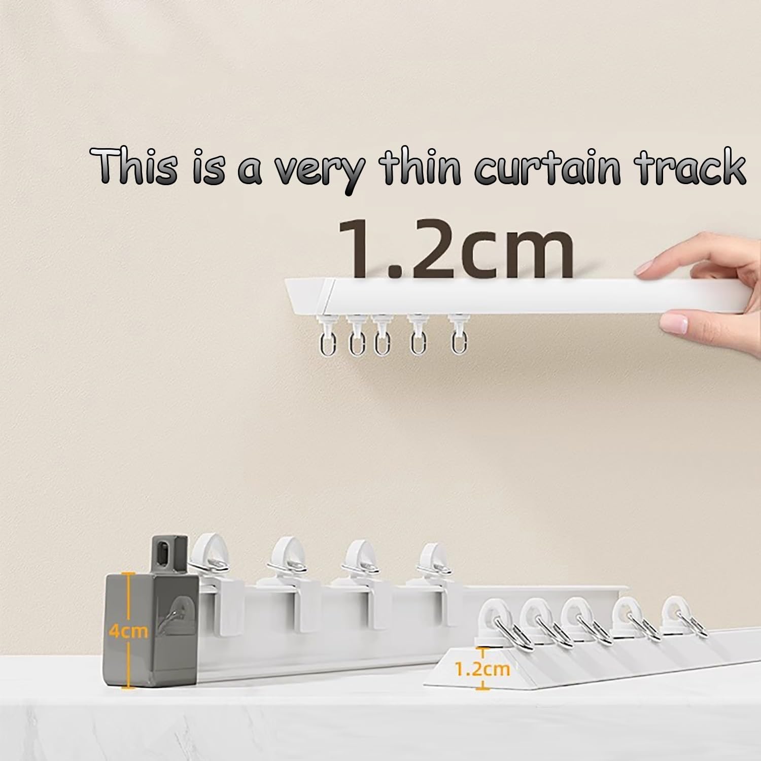 No Drill Aluminum Curtain Track - Self-Adhesive Ceiling Mount Curtain Rod Set for Blackout, Room Divider & Window Treatment (4.4m/14.4ft, Black)