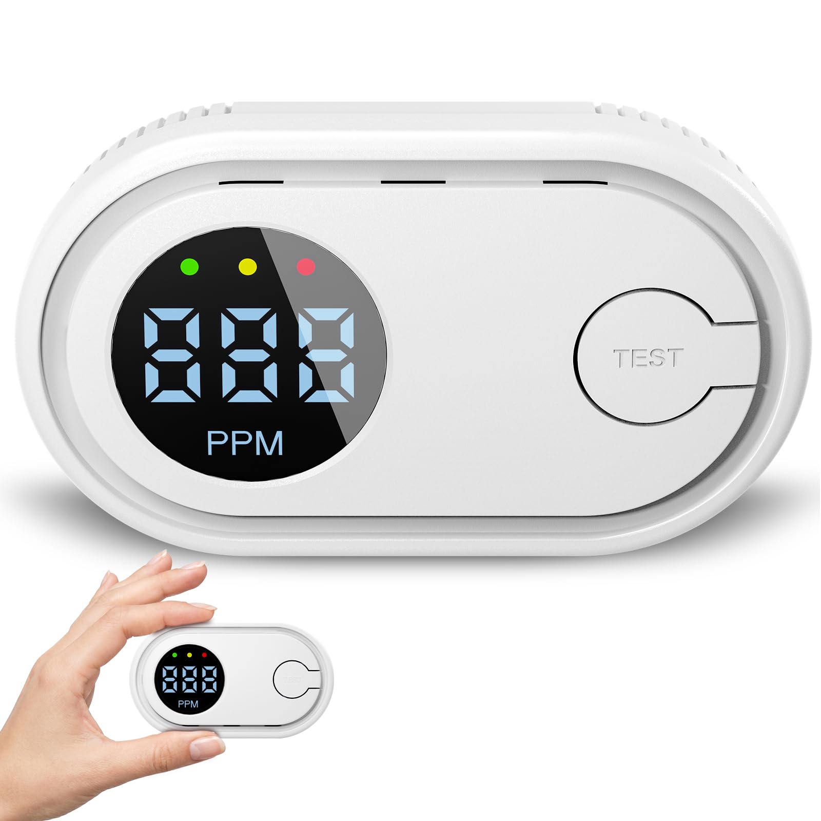 Carbon Monoxide Detector, Battery Powered CO Alarm with LED Digital Display, 85 dB Audible, EN50291 Standard, Mini Portable Carbon Monoxide Alarm for Home and Car Safety (AAA Battery NOT Included)