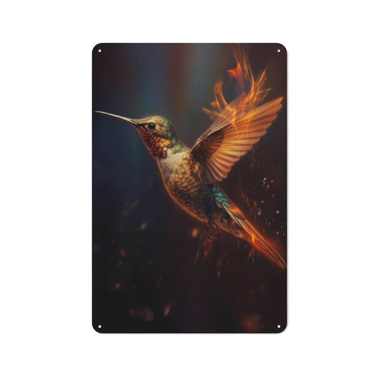 Junmoney Hummingbird Vintage Tin Sign 30X20cm With For Guest Room Or Hallway, Suited To Wall Displays In Guest Rooms And Hallways
