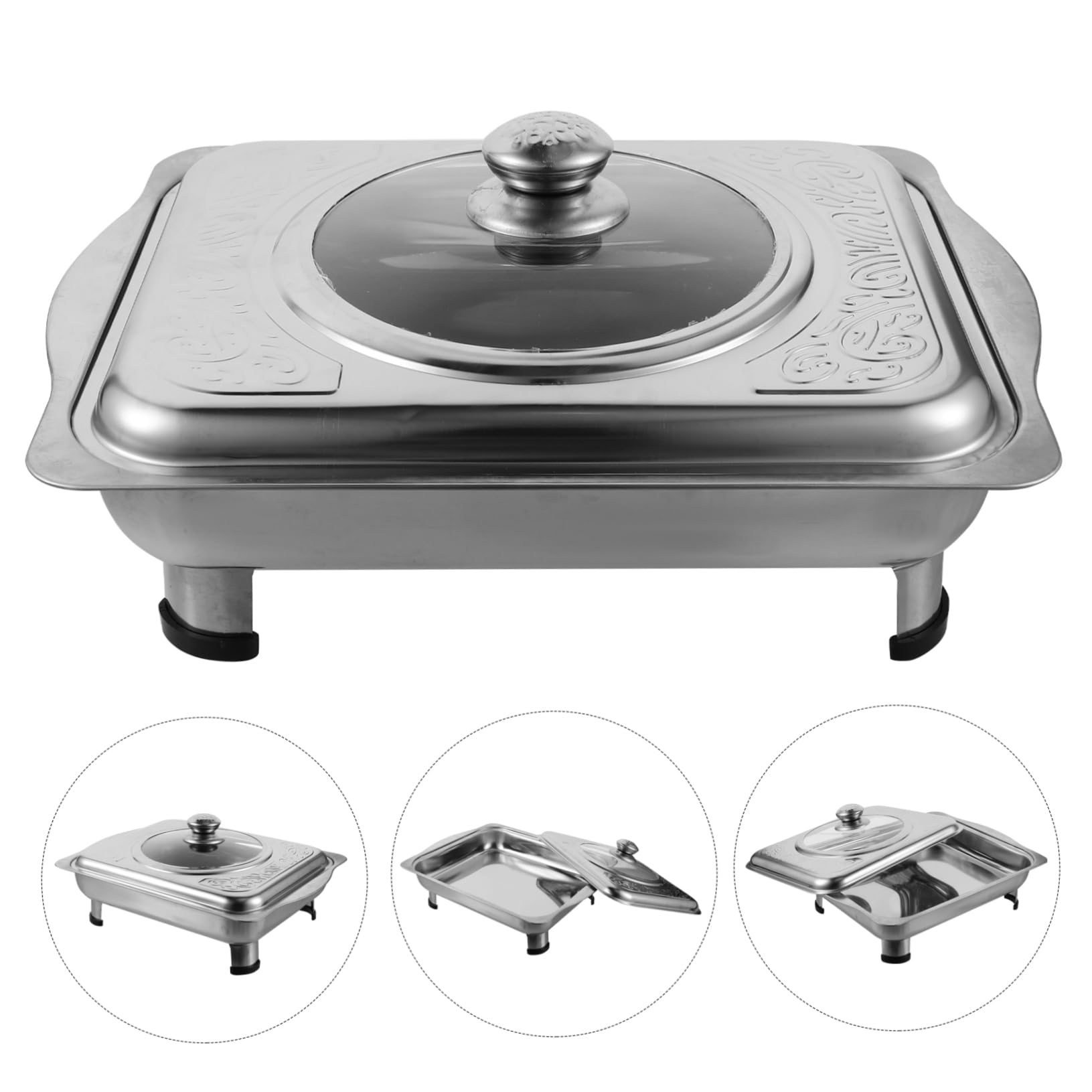 Bandeja de acero inoxidable para bufé, bandeja de servir Ele para fiestas, eventos y catering, fácil de limpiar, perfecta para exhibición de alimentos y entretenimiento