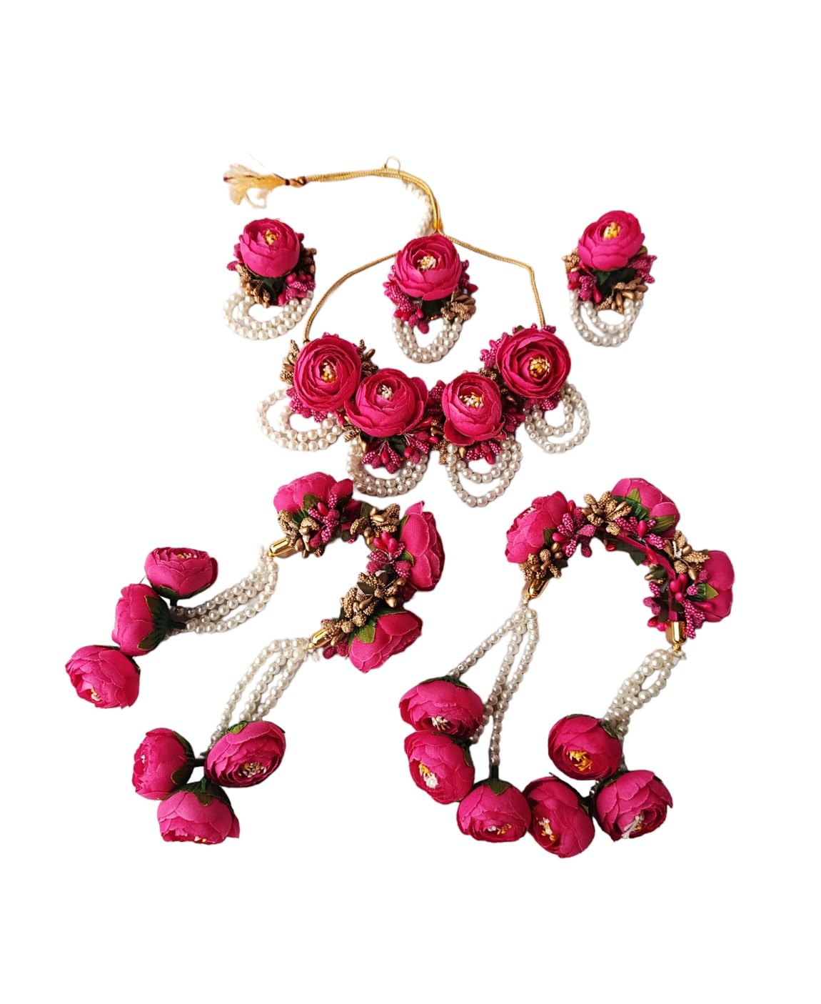 K&K KREATION Pink Rose Jewelry Set for Women, Badi Jewelry Earrings Necklace for Haldi Mehendi Baby Shower Functions, Indian Style (B0CYYB4WCR) Amazon Price History, Amazon Price Tracker