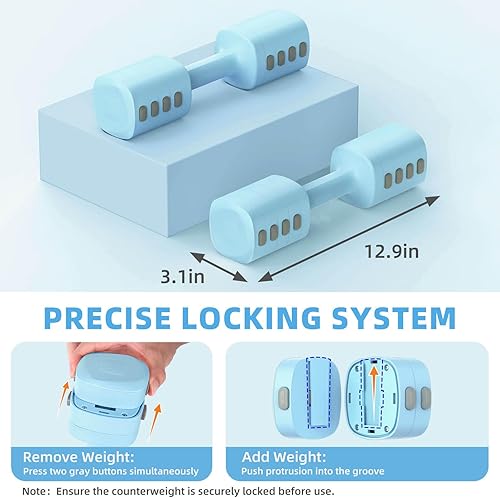 Miniatura 3 de Juego de mancuernas ajustables, total de 13.2 libras con cada 5 niveles de 2.2 libras, 3.3 libras, 4.4 libras, 5.5 libras y 6.6 libras, pesas de