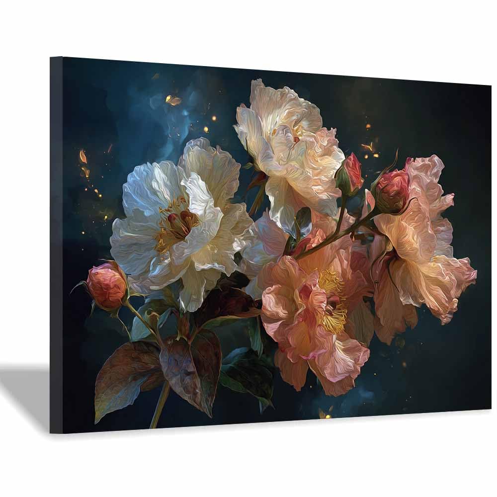 Xeniou Multicolor Flower Canvas Wall Art Dreamys Peony Bouquet Canvas Wall Art, For Living Room Bedroom Restaurant Home Office Wall Decoration(Multicolor)-40X60cm Framed