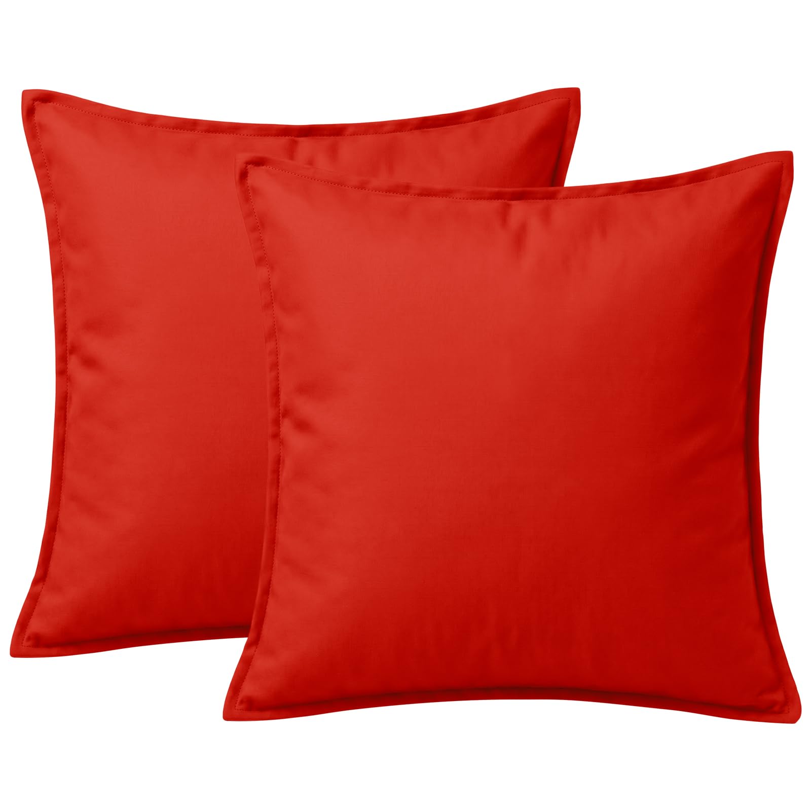 2 Pack Waterproof Outdoor Garden Scatter Cushions 60x60cm, Filled Seat Cushion Pads with Hollowfibre Filling & Invisible Zip, Decorative Throw Pillows 24"x24" for Rattan Sofa, Patio (Red)