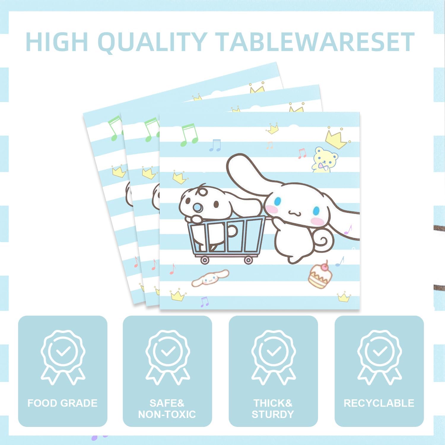 141Pcs Cinna-morolls Parties,Cinna-morolls Party Tableware Party Disposable Dinnerware Plates Cups Napkins for Cinna-morolls Baby Shower Party Decoration Supplies,Serves 20