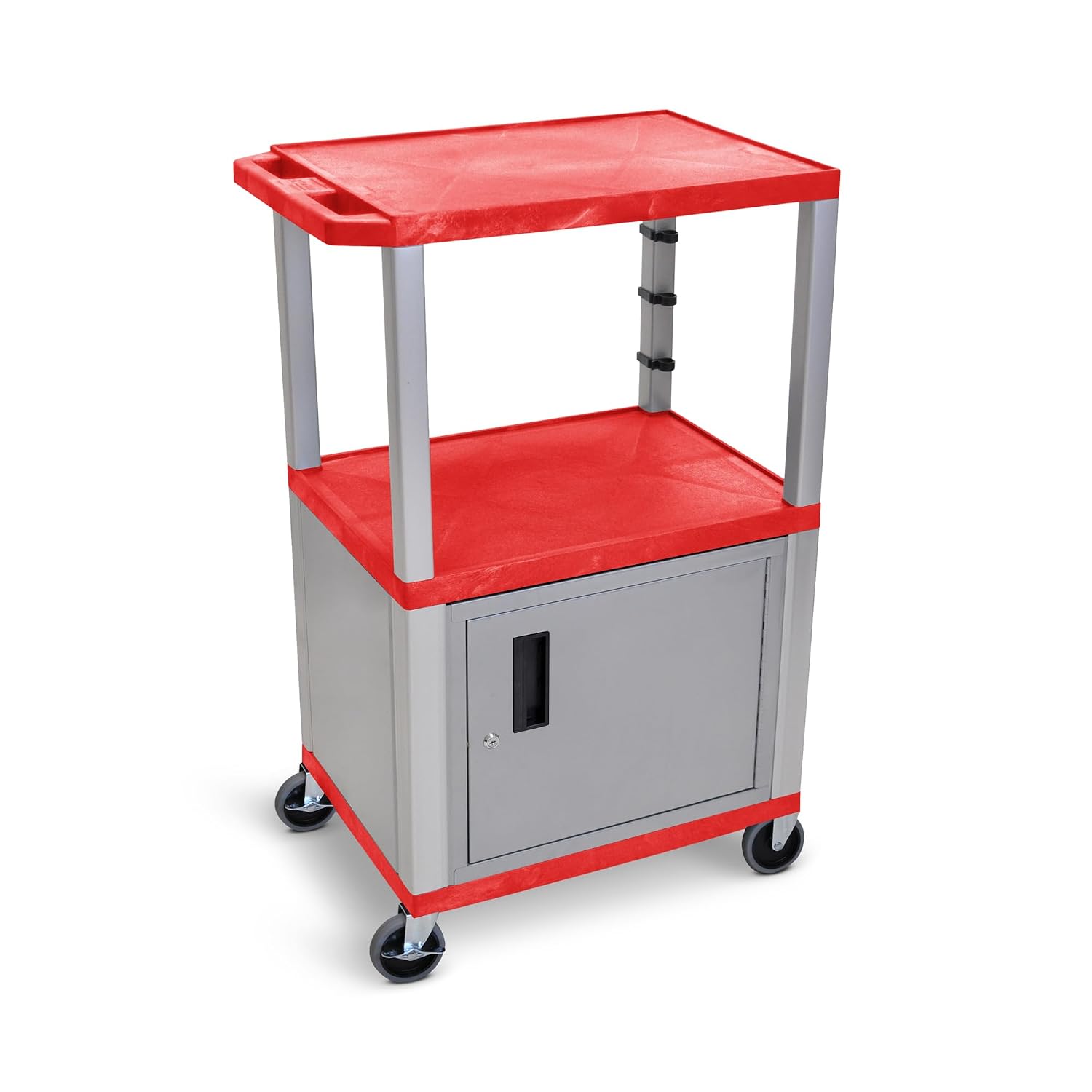 FSE 373-WT42RC4E-N 42"H AV Cart - 3 Shelves Cab - Nickel Legs