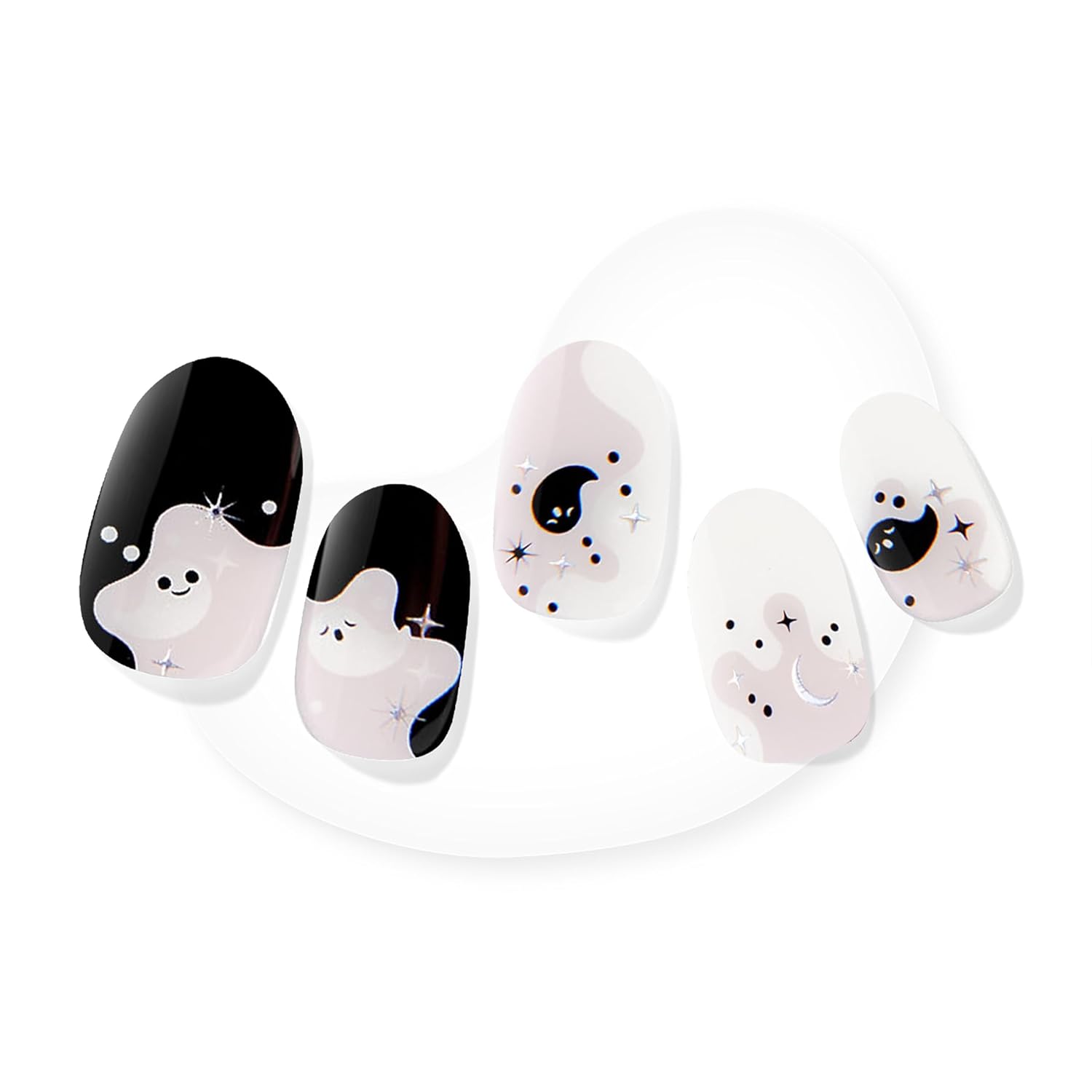 Dashing Diva Glaze Nail Strips - Boo-tastic | Works with Any LED Nail Lamp | Long Lasting, Chip Resistant, Semicured Gel Nail Strips | Contains 34 Salon Quality Nail Wraps, 2 Prep Pad, 1 Nail File