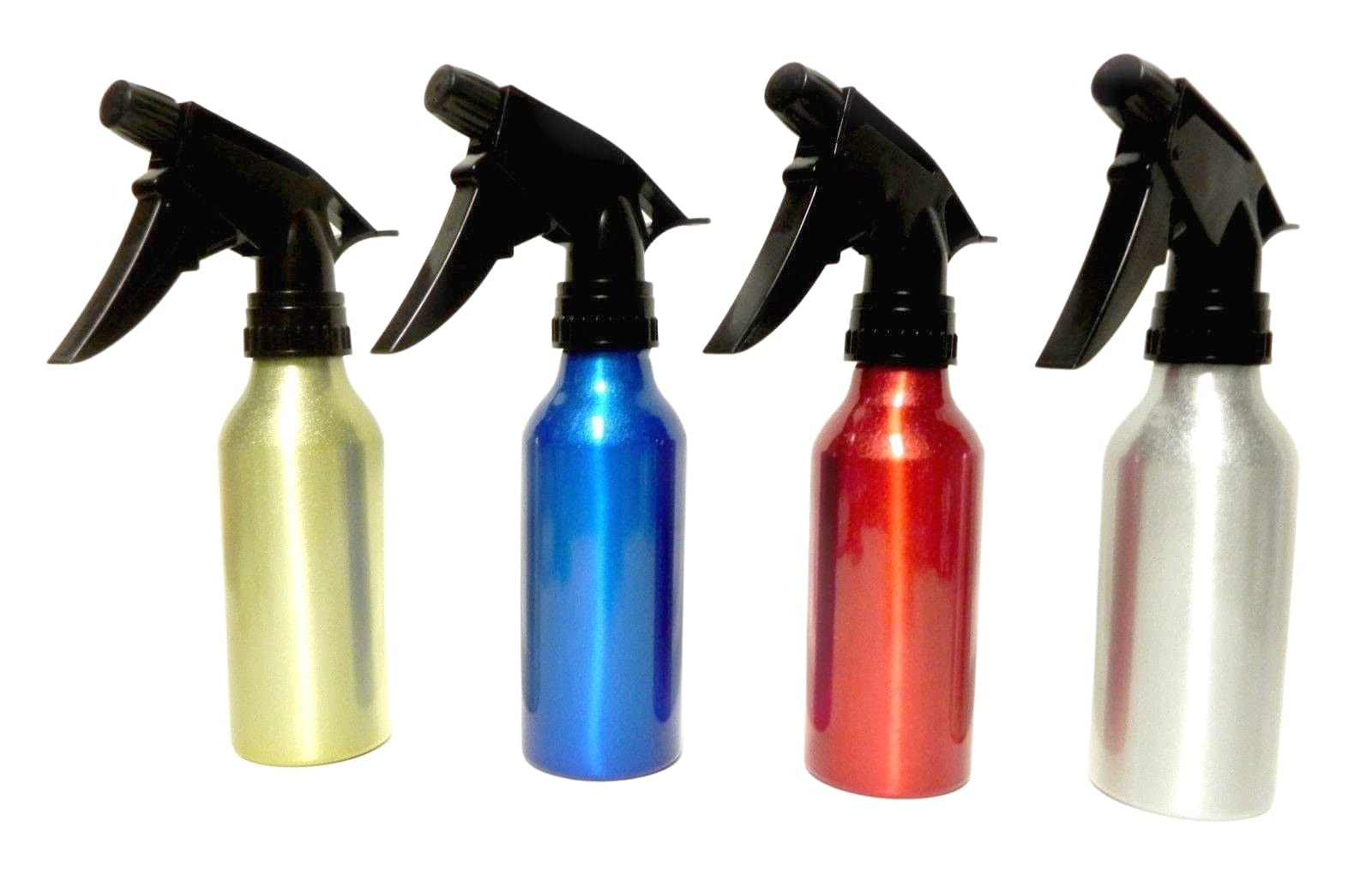 Dependable Industries inc. Essentials 4 Piece Set Aluminum Spray Bottles 7oz Each - Versatile Use for Cleaning, Gardening, Hair Care & More - Durable and Lightweight