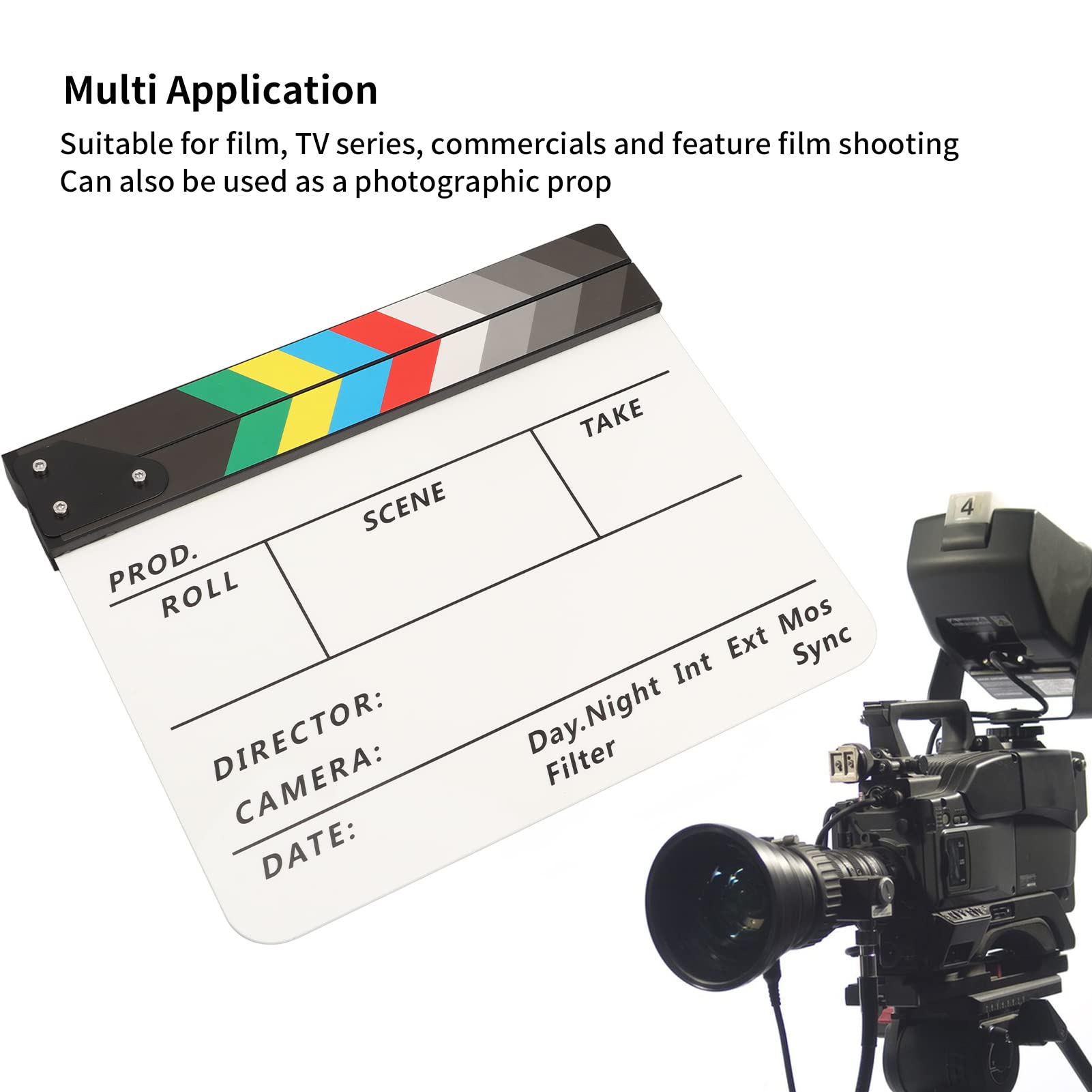 Film Clap Board, 11,8 X 9,8 Cala Akrylowy Zestaw Clapboard dla Reżyserów Filmowych, Magnetyczna Gumka do Tablicy, Rekwizyty Filmowe Clap Board do Narzędzia Fotograficznego