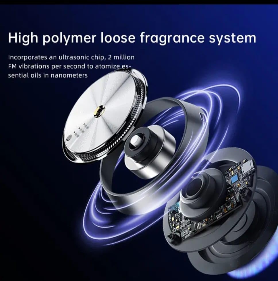 Image of DIFFUZE Smart Car Aroma Diffuser with 10ml Premium Fragrance Oil | Rechargeable Ultrasonic Car Perfume | Motion Sensor | 3 Spray Modes | Refillable Car Air Freshener | USB-C Charging