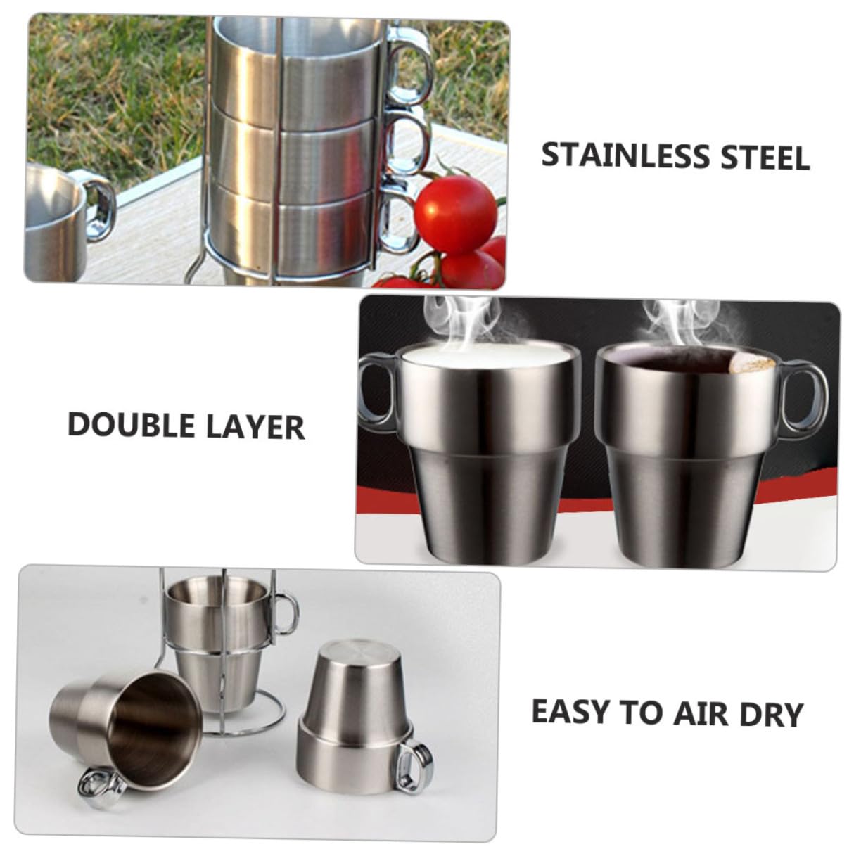 Gatuida Doppelter Edelstahlbecher Mit Isolierbecher Outdoor-becher Edelstahlbecher Und Bierbecher-netzbeutel Mit Ständer Kühlung Und Hitzebeständigkeit