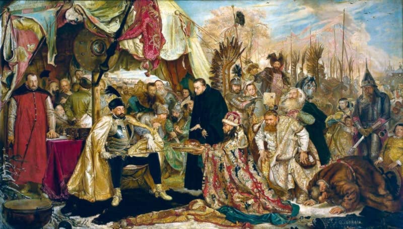 Affiche toile Jan Matejko Stephen Batory à Pskov 50x70cm sans cadre art mural historique