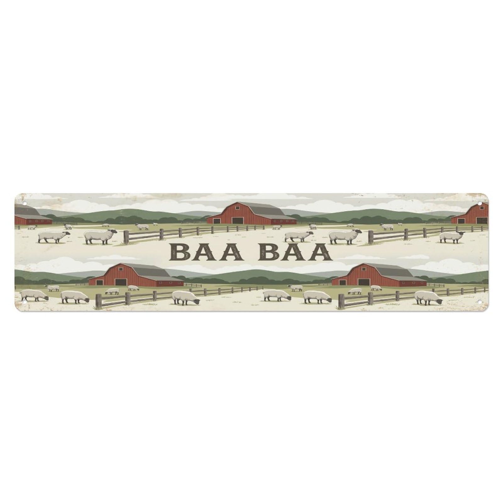 Vintage Yard Baa Sheep Farmhouse Funny Sheep Backyard Farm Metal Tin Sign Plaque Wall Decor for Cafe, Club, Garden Metal Poster 4x16Inch