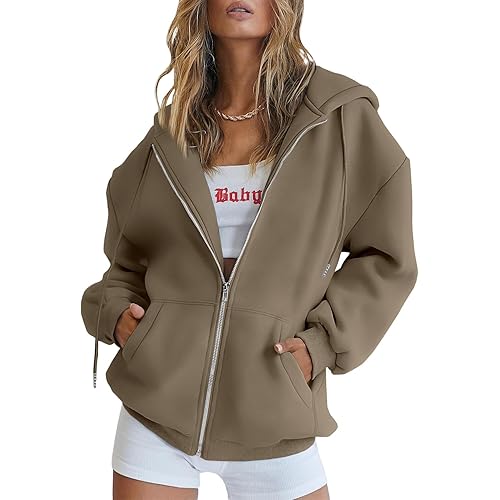 AUTOMET Womens Zip Up Hoodies Long Sleeve Fall Oversized Sweatshirts Fleece Y2K Jacket with Pockets