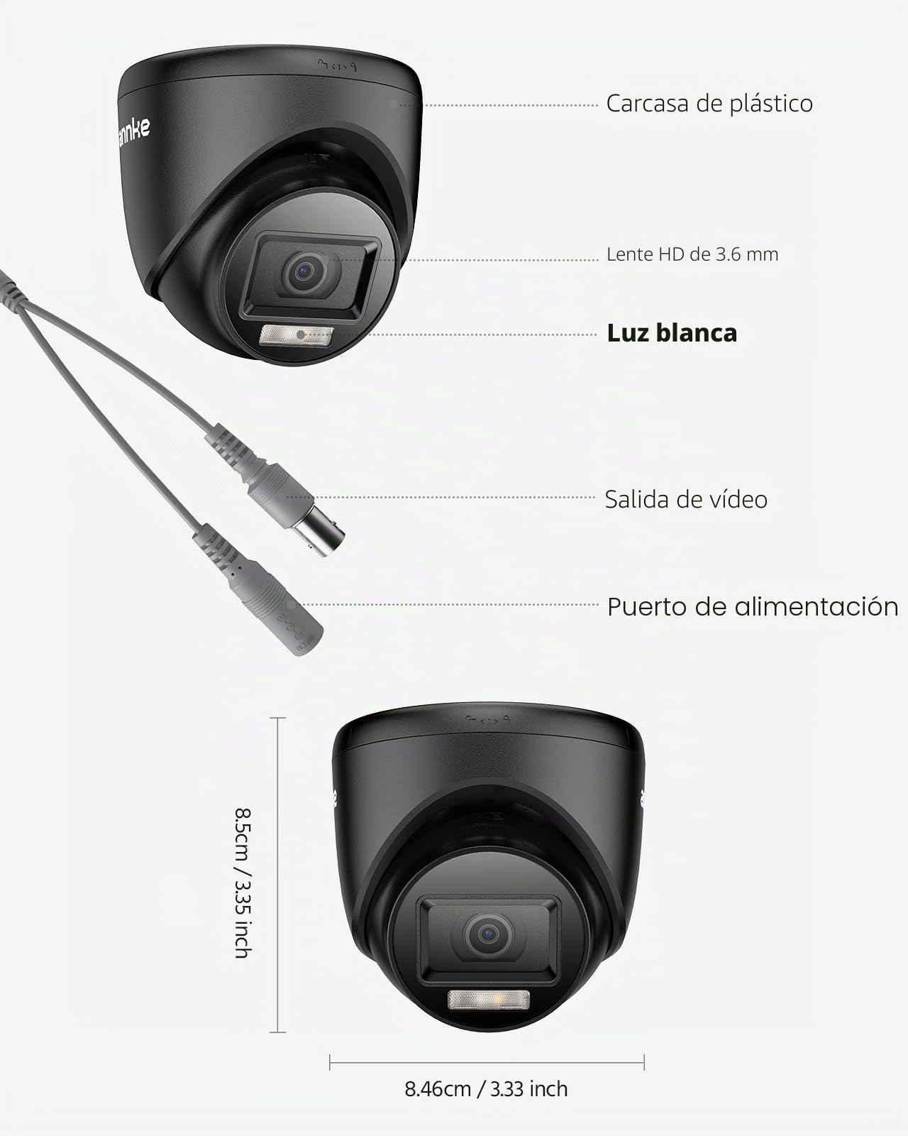 ANNKE Paquete de 4 cámaras de vigilancia de seguridad para el hogar HD-TVI 1080P, visión nocturna de 2 MP, visión nocturna inteligente a color, carcasa impermeable IP67