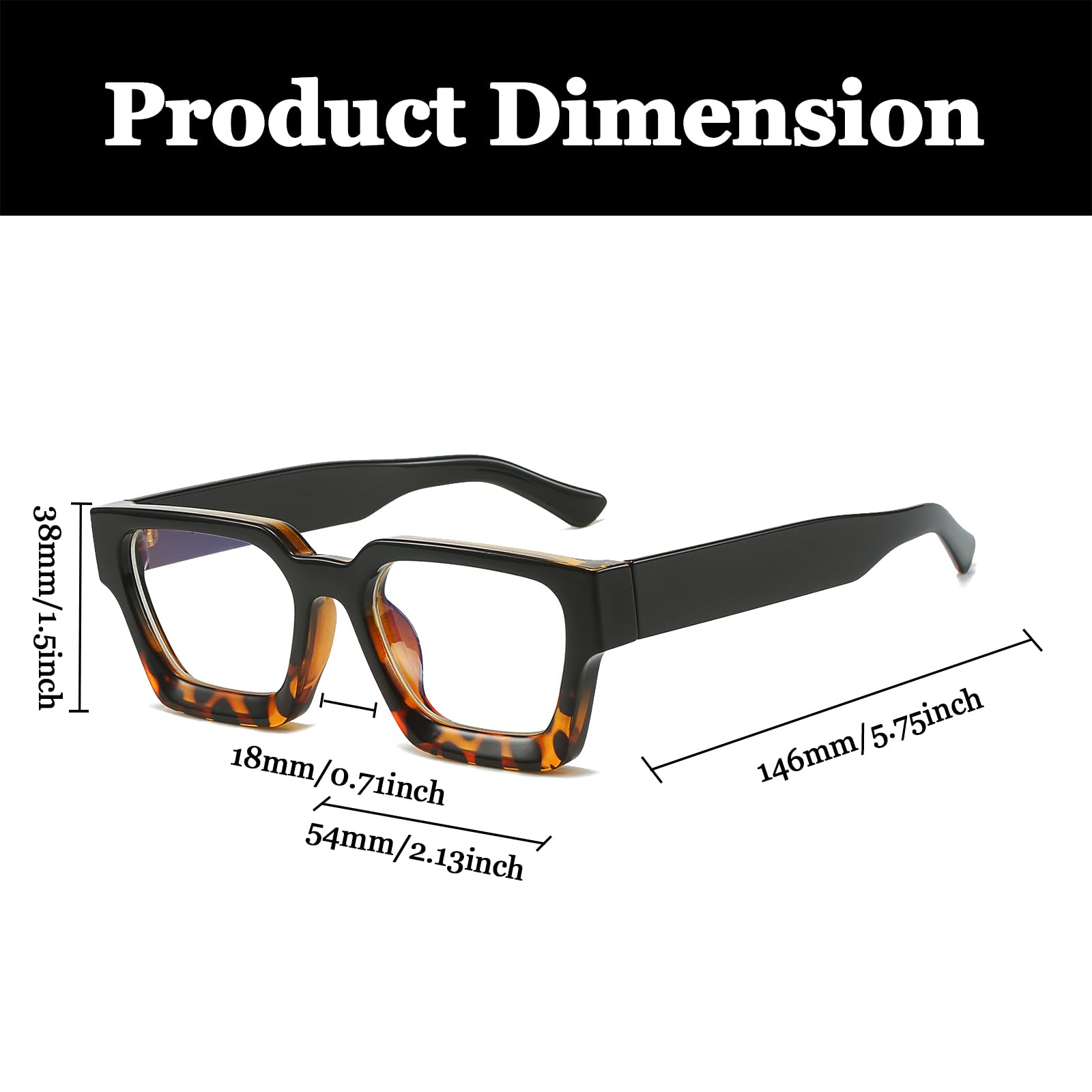 LJCZKA Blue Light Glasses Square Frame for Women Men Computer Glasses Thick Frame Anti Eye-Fatigue Headache for Reading Texting & Gaming - Image 3