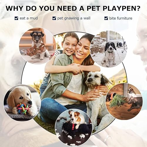 Miniatura 2 de BestPet - Corralito de 243240 pulgadas de altura para perros de todos los tamaños, 8162432 paneles, para ejercicio al aire libre, con puertas, para