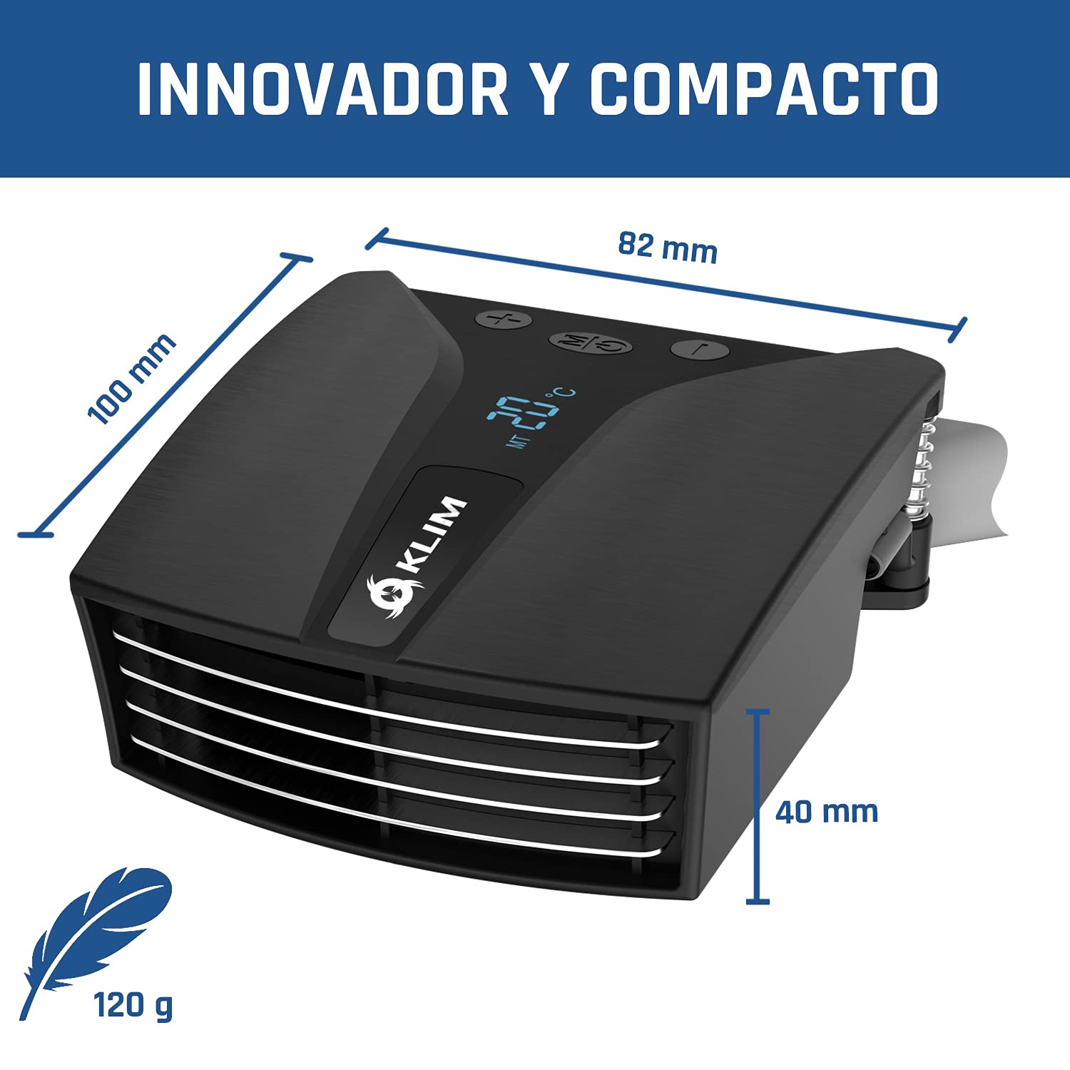 KLIM Tempest - Refrigerador portátil con Aspirador - Nuevo - Diseño Innovador para enfriamiento rápido - Ventilador portátil con detección de Temperatura - Modo Auto/Manual - 4000 RPM