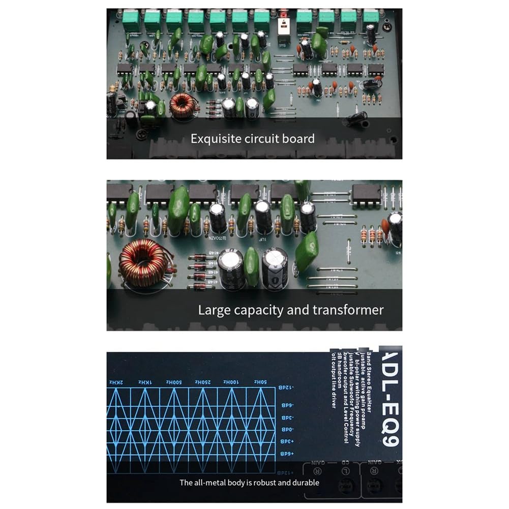 Equalizzatore Grafico Automatico Quadrato A 9 Bande Audio Digitale per Auto -EQ9 Equalizzatore Amplificatore per Auto Serie +Filtro Regolabile