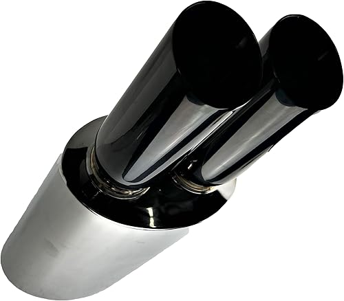 Miniatura 10 de NETAMI Silenciador de rendimiento de entrada de 2.5 pulgadas a salida de 4.5 pulgadas, ovalado de acero inoxidable con punta azul quemada de 4.5