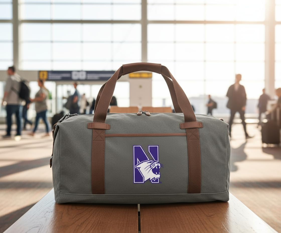 Northwestern University Duffel Bag - Carryon, Overnight Travel Bag, - Rich Canvas Fabric For NU Wildcats Fans and Alumni