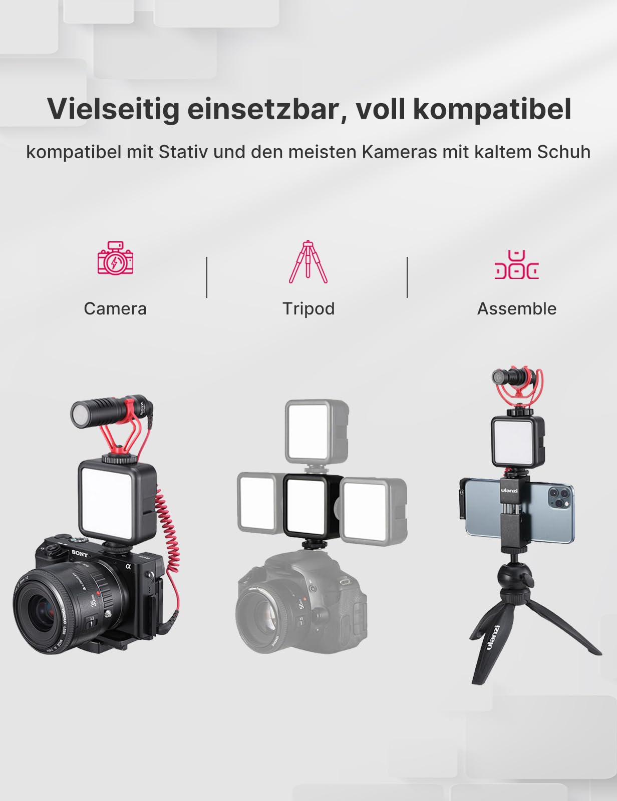 Video Licht RGB, ULANZI VL49 LED Videoleuchte mit 2000 mAh Akku, Kamera Licht Klein Dimmbare 2500K-9500K, Zurück Magneten, Foto Licht Kompakte für Makro Aufnahmen, Produktfotografie und YouTube Vlogs