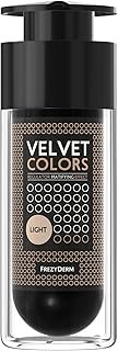 Frezyderm Velvet Colors Maquillaje Mate - Base de Maquillaje Claro, 30ml I Acabado Natural, Disimula Manchas, Arrugas, Bolsas de los Ojos, para Acné, Piel Grasa y Sensible
