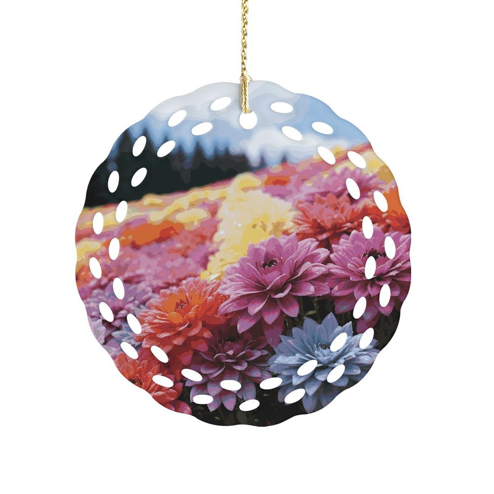 Wsoihfec Women's Style Rainbow Flower Sea Hanging Ornament 3 Inch Round,1-Pack,Xmas Decor -Two-Sided Printed,Friend Ornament Gifts For Friends Coworker Sisters