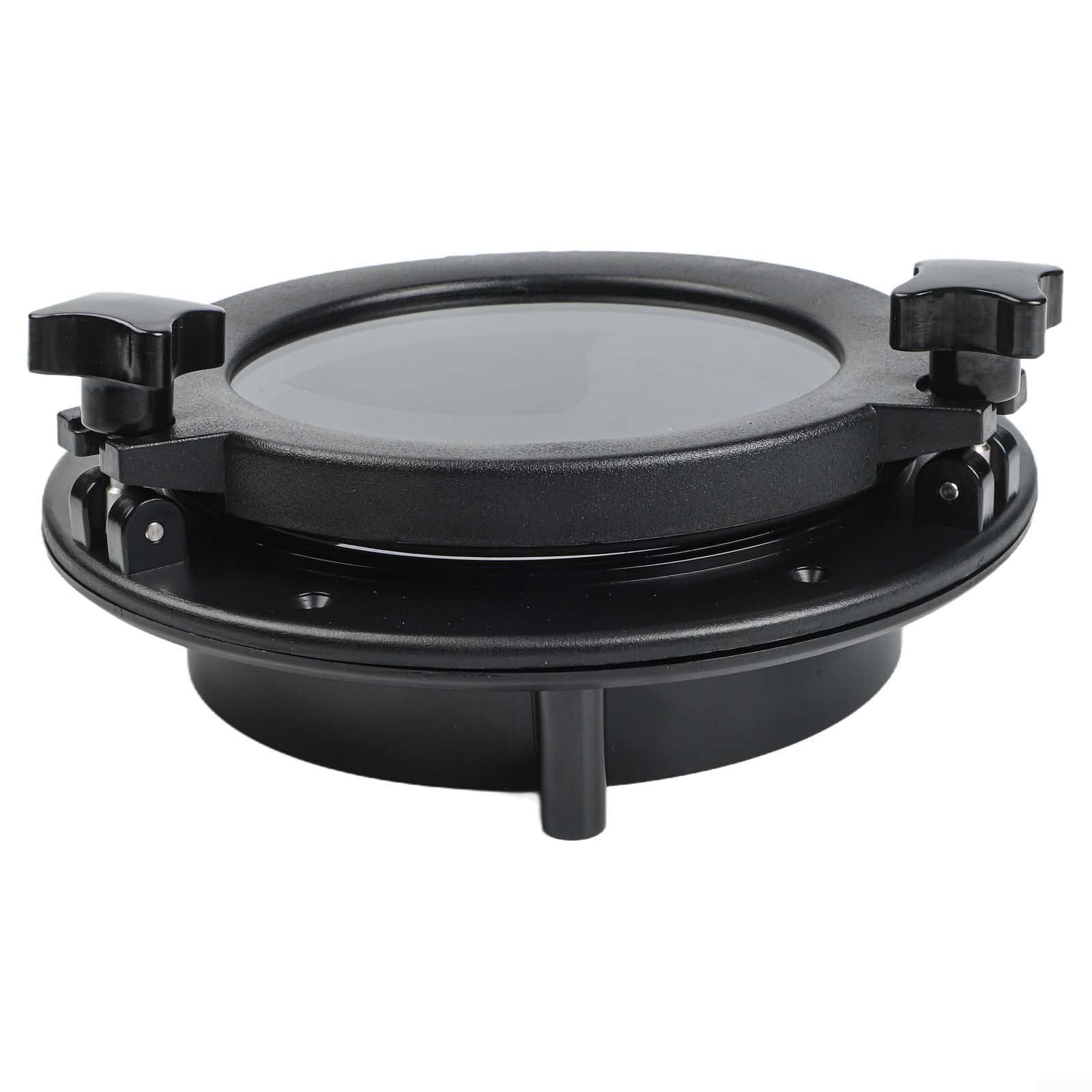 Hublot à ouverture ronde de 216/265 mm pour utilisation marine et camping-car avec verre trempé, ABS résistant aux UV et matériel en acier inoxydable de haute qualité (216 mm)