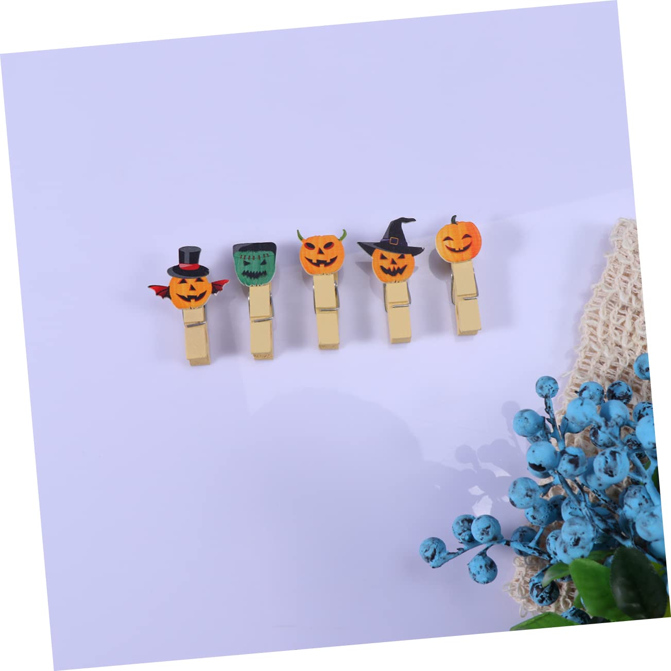 VICASKY 120 Stück Halloween Klammern - Kürbis Motiv Holzclips Für Deko & Party