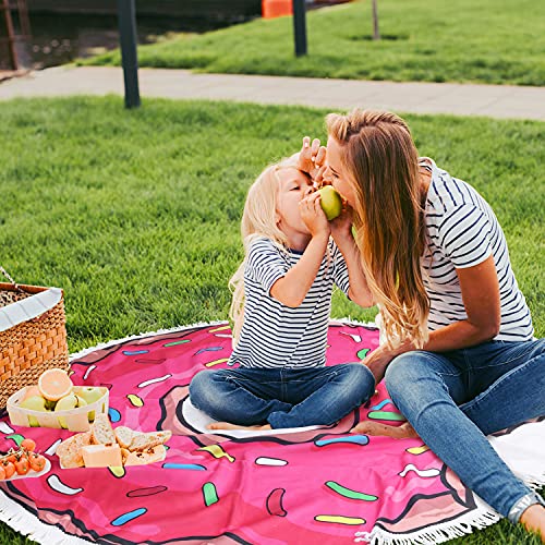 59 Inch Thick Round Donut Beach Towel Blanket - Large Microfiber Soft Sand Free Towel Carpet Yoga Mat For Women & Girl Use For Bath/Pool/Beach/Picnic Times #TOP6