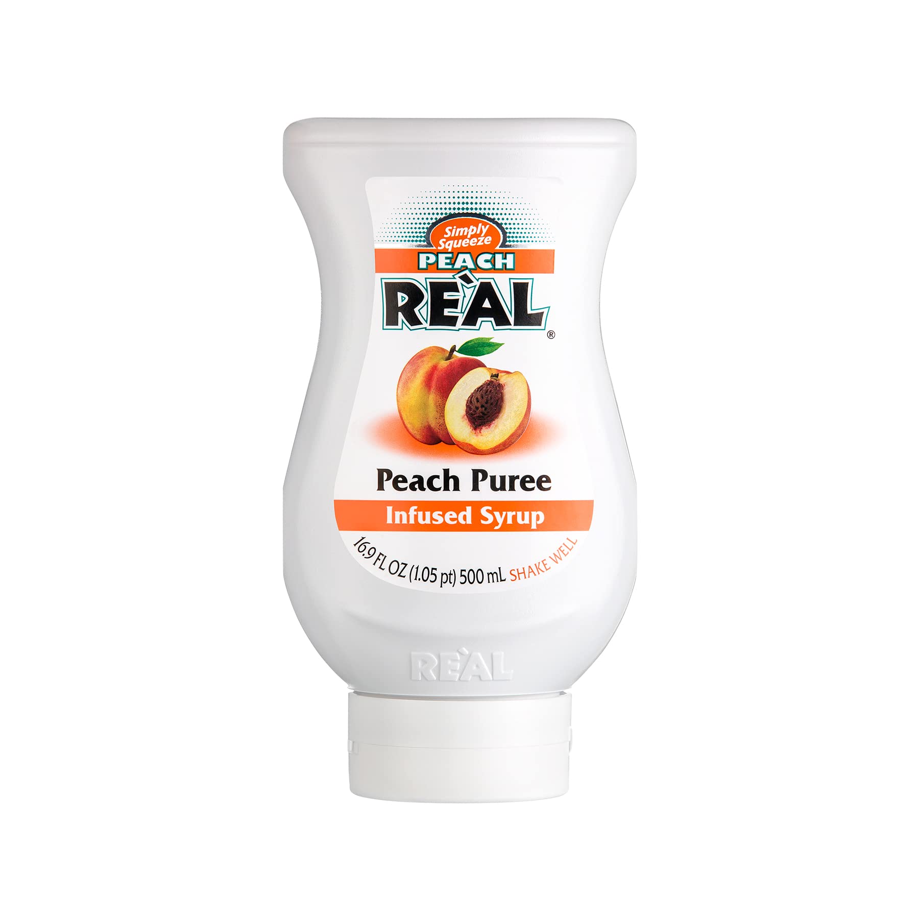 RE'AL Syrups Peach Puree Infused Fruit Syrup, Great for Cocktails, Cooking, Baking and Desserts, 500ml