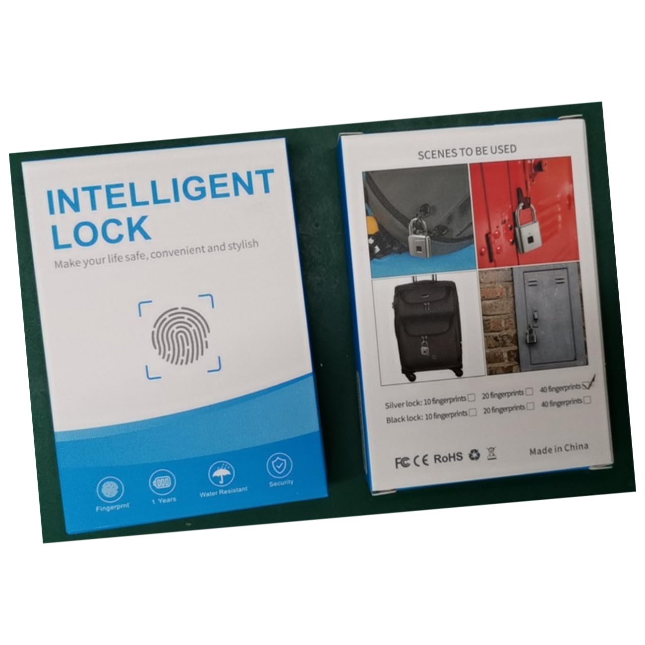Ipetboom Lucchetto Elettronico per Valigie e Suitcase, Serratura Impronta Digitale in Acciaio Inossidabile, Sicurezza per Bagagli Indoor e Outdoor, 40 Impronte