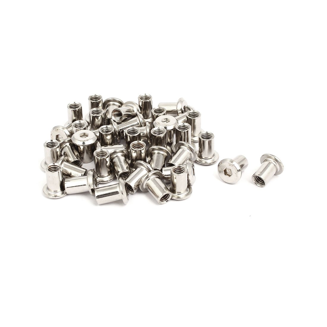 20 Tuercas De Remache Hexagonales M6x12mm - Níquel Plateado, Para Muebles Y Estructuras