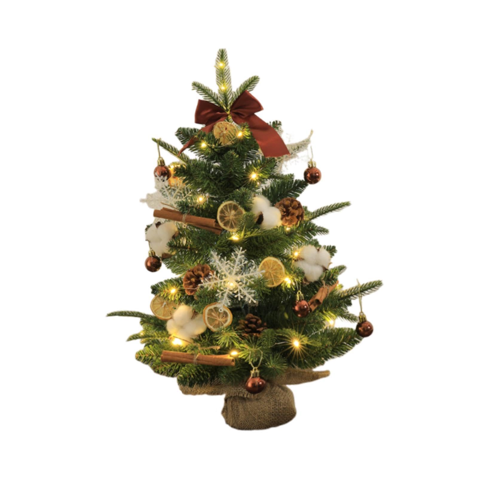 Harilla Albero di Natale Da Tavolo con Luci, Piccolo Albero Decorativo Artificiale, Pianta Artificiale per Ufficio O, 60 cm