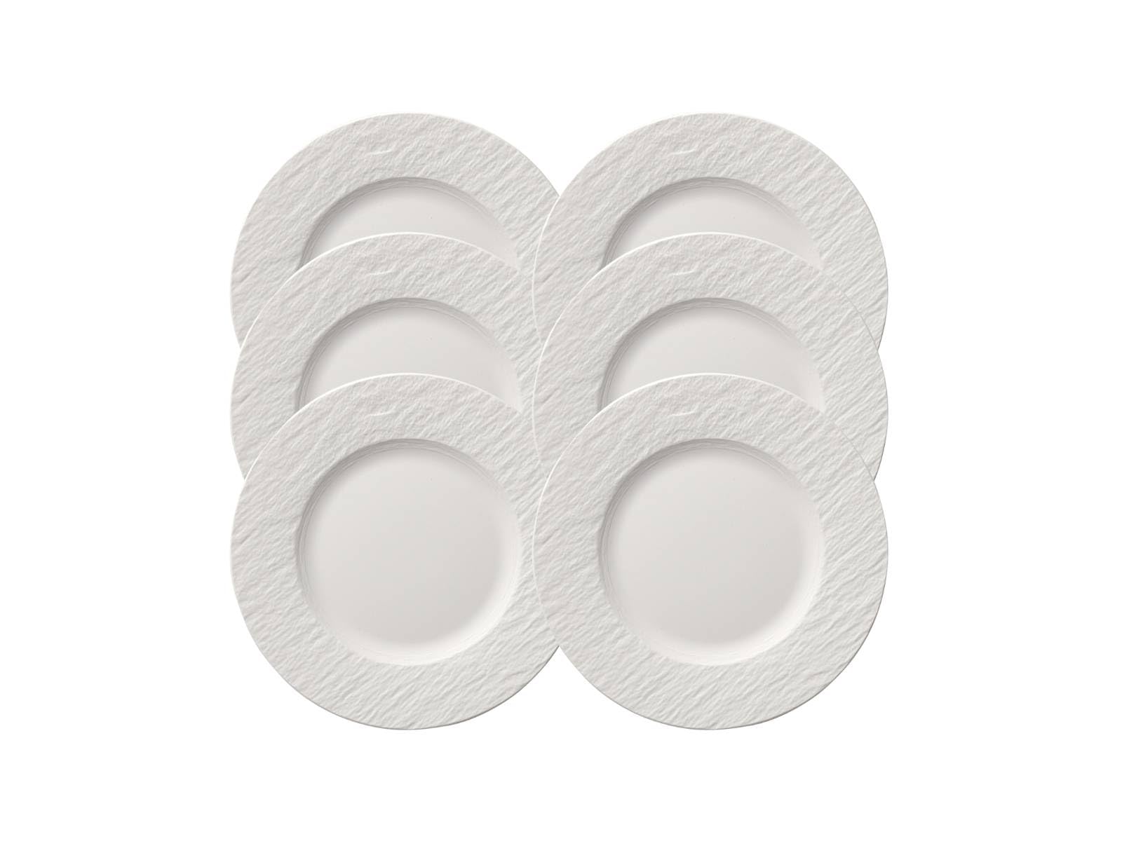 CreaFlor Home - Juego de 6 platos de desayuno (porcelana), color blanco