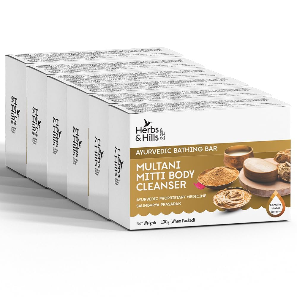 VIVA Multani Mitti Body Cleanser Pack of 6-100g Each Gentle Exfoliation for Glowing Skin Banish Pimples and Scars