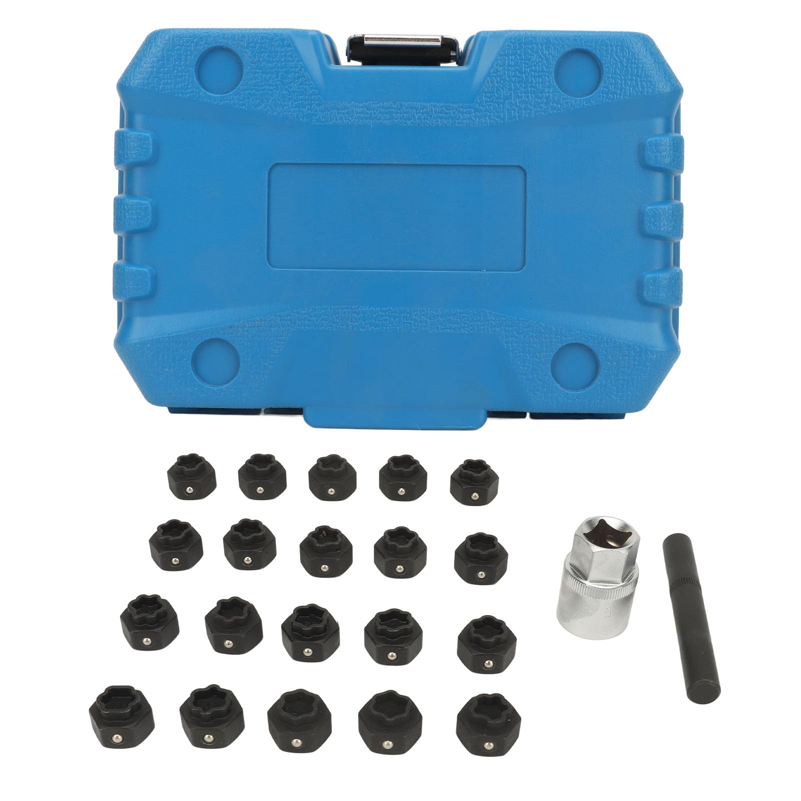 Keenso Kit de Clés d'écrou de Blocage de Roue Hascrome Jeu d'adaptateurs de Douilles 'écrou de Blocage de Roue 22 Pièces 1 2 Pouces 'entraînement étui de Transport Antirouille pour Service de