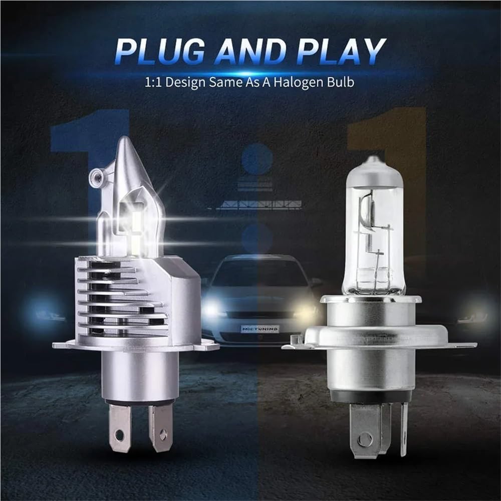 Żarówki reflektorów LED H4 9003 HB2 12V 24V 80W 16000LM Lampy diodowe LED H4 4300K ​​do samochodów Światła drogowe Światła mijania 6000K 8000K(8000K White Blue,2 pcs)
