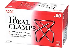 ACCO Ideal Small Butterfly Paper Clamps, Steel Wire, 1.5-Inch Size, 100-Sheet Capacity, Silver (50 Pack)