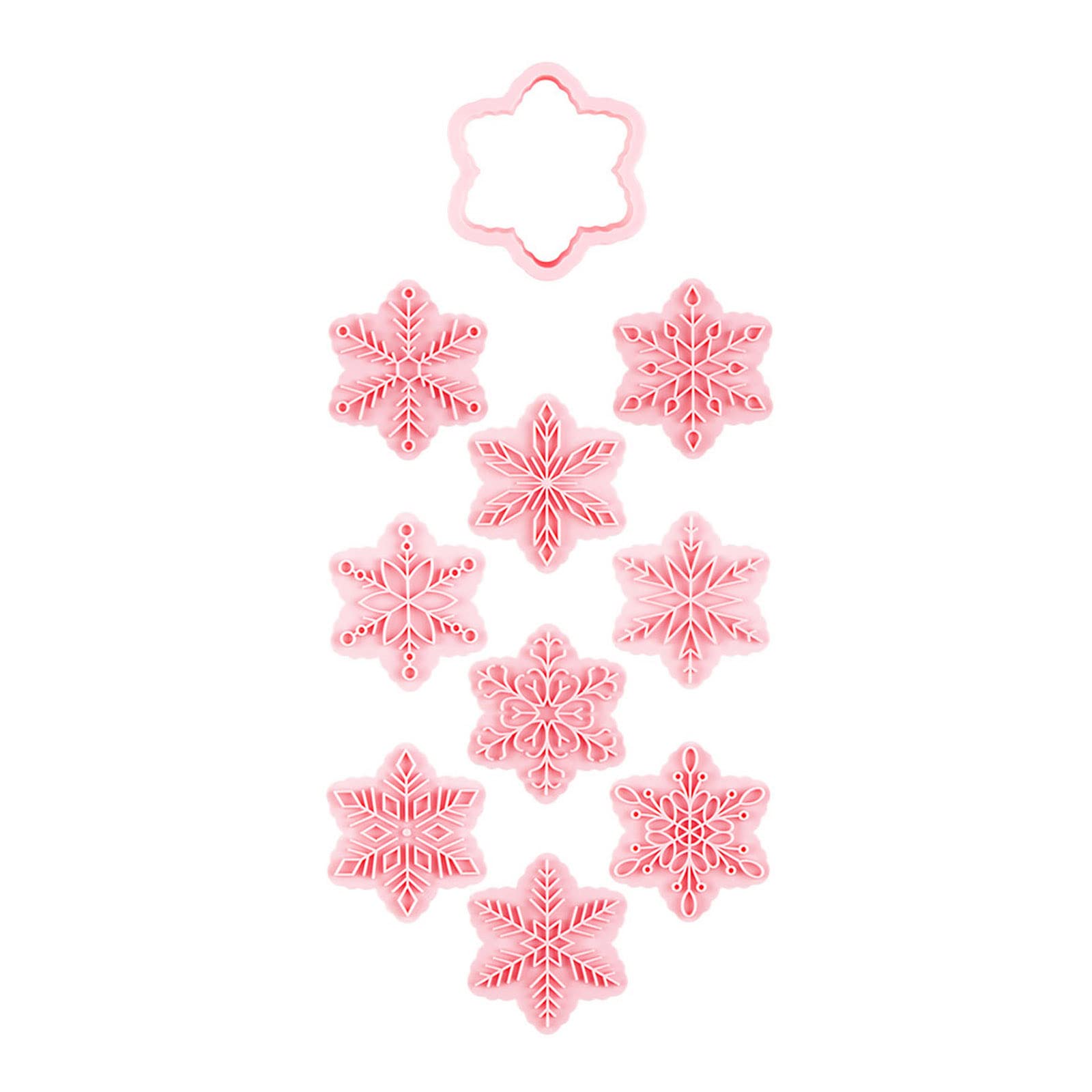 Xinsheinelry 9 Pcs Cartoon Christmas Snowflake Mold Sugar Cookie Cupcake Chocolate Baking Mold Fondant Cake Decorating Tools Biscuit Molds Press Baking